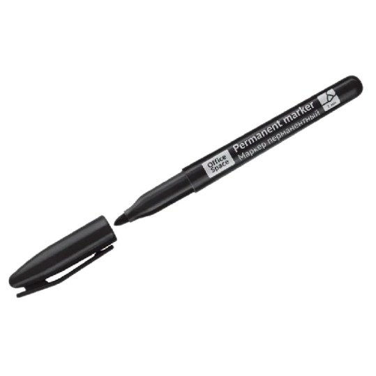 Маркер перманентный OFFICE SPACE "8004А" черный, пулевидный 3мм