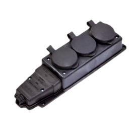 Колодка штепсельная NE-AD 3-гн. с крышками, с/з, 16А, IP54 (каучук)