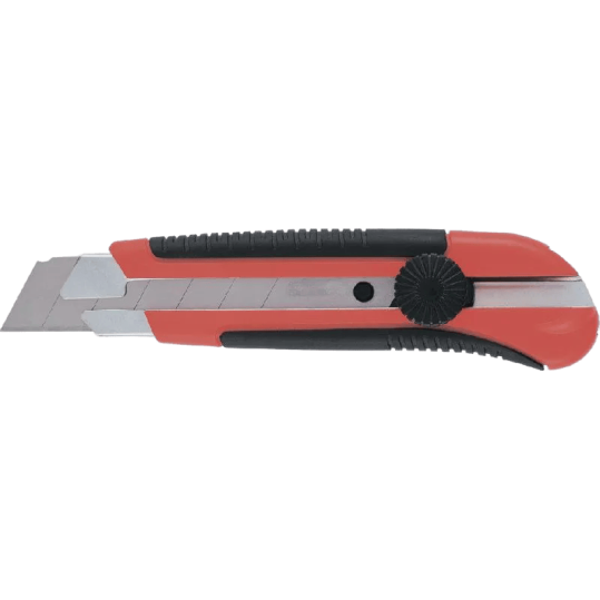 Нож технический 25 мм обрезиненный корпус, винтовой фиксатор (19-0-302) 78913