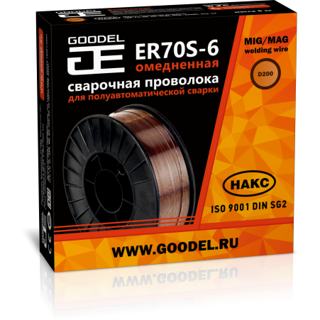 Проволока ER70S-6 д.0.8 мм по 5 кг в катушке Goodel (Atlantic)